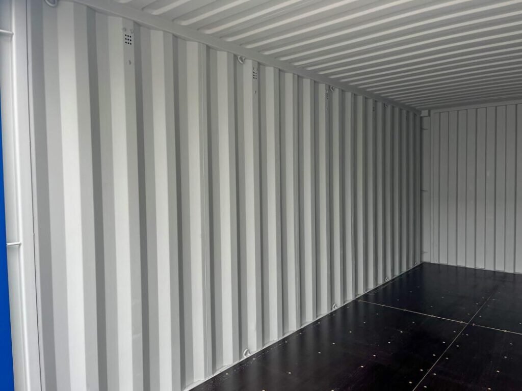 corrugated steel shipping container wall