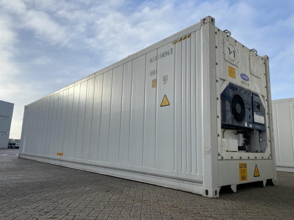 Examples of standard, refrigerated and specialised freight containers.